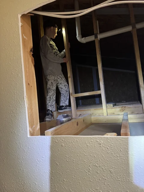 A secret room I discoverd in the  house.  Apparently they ran out of time to finish it so they closed it off and didn't tell anyone. LOL