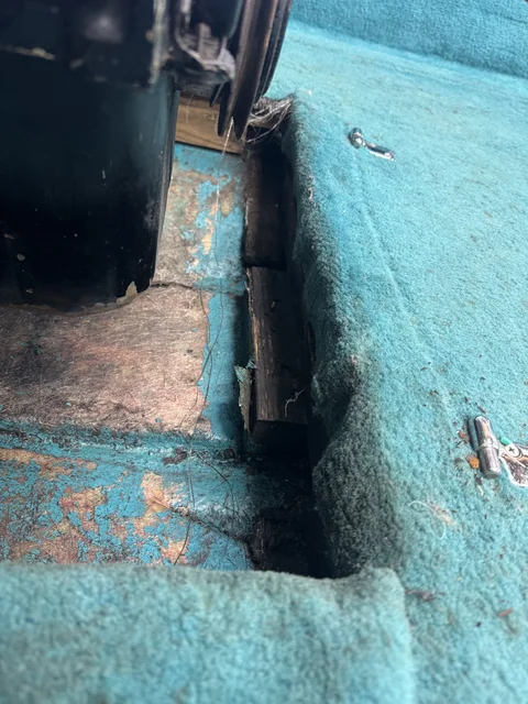 Old rotten stringer (engine mount) removed.  I have new marine lumber to rebuild.  I'll then have to glass it back in.  Yuck