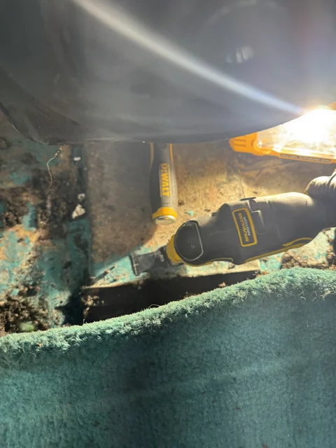 Engine mount/stringer repair.  Stringer was rotted, save for 1 ply of plywood that was protected by fiberglass... That will provide the template to create the new stringer/mount.