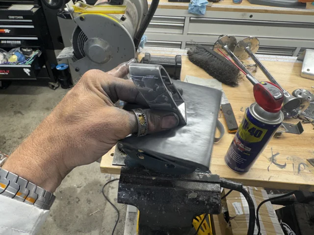 Polishing the side rail mounts. What s process. I found that i really enjoy wet sanding. Who knew!