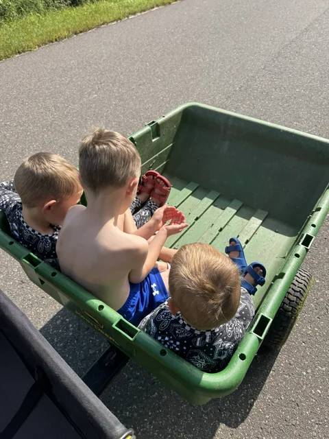 Tractor trip!  We stopped to grab a catepillar.